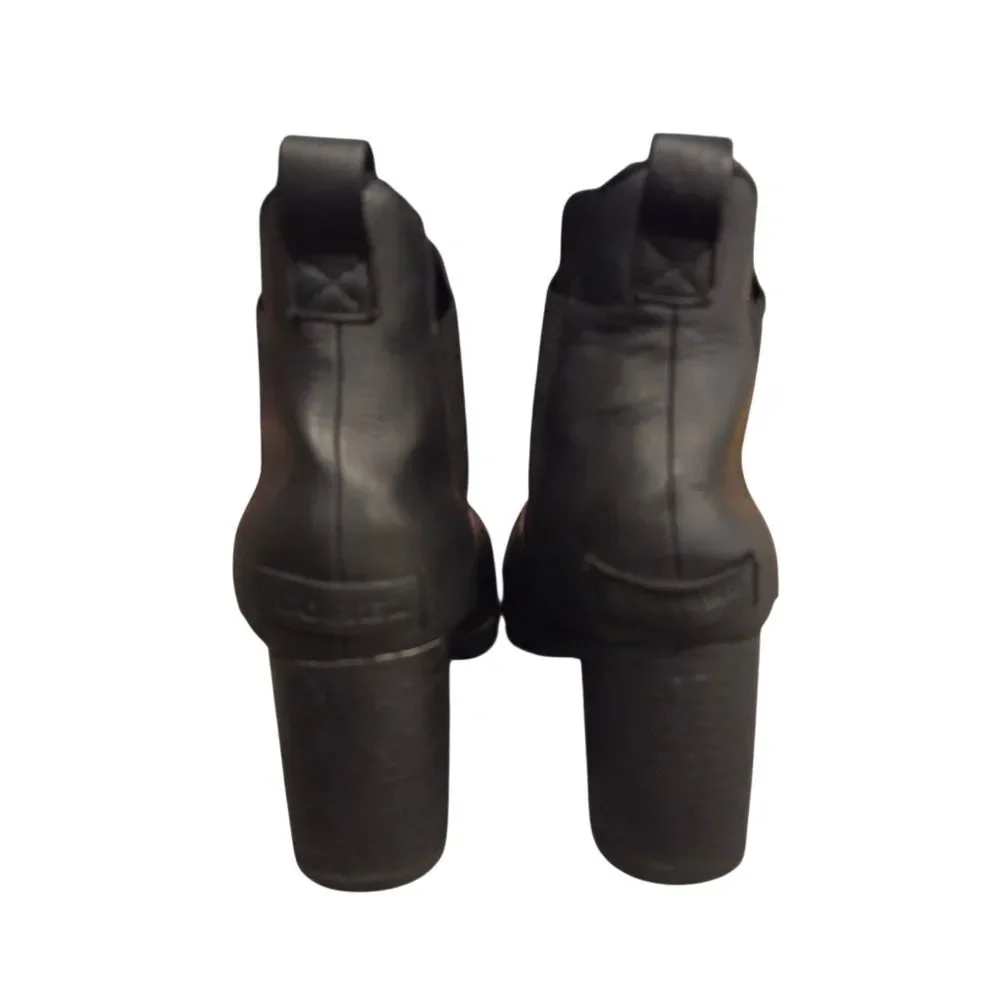 SOREL Womens Addington Chelsea Black Leather Chunky Heel Boots Size 9
